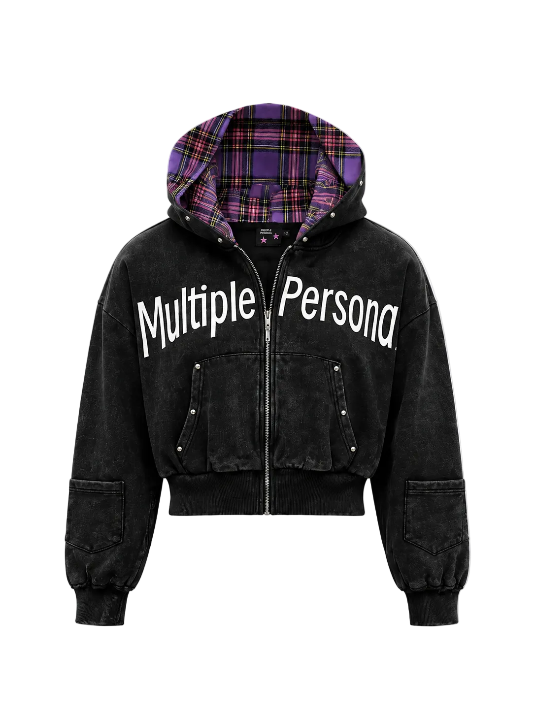 PLAID FEMALE CUT ZIP UP